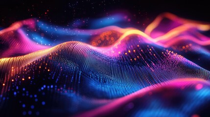 Poster - a vivid waveform visualization in a digital environment, showcasing vibrant colors and motion, ideal