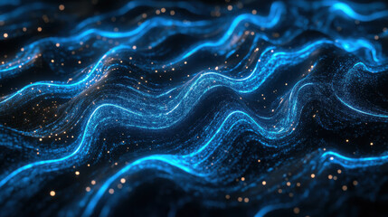 Wall Mural - a visually striking artistic representation of an evolving digital synapse, glistening strands of el