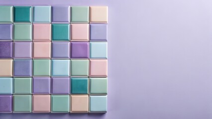 Canvas Print - Colorful tiles in a subtle design pattern on a soft pastel purple surface
