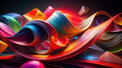 Canvas Print - colorful abstract shapes moving in sync with the red and black background, modern, artwork, modern, 