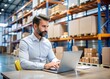 © Yauhen - Laptop, logistics and thinking with man in office for distribution, transportation or supply chain. Computer planning and scheduling with employee in storage supply for shipment of export or import or