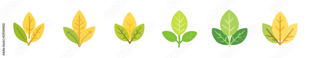Six Pixel Art Leaves in Various Stages of Growth and Color Change Stock ...