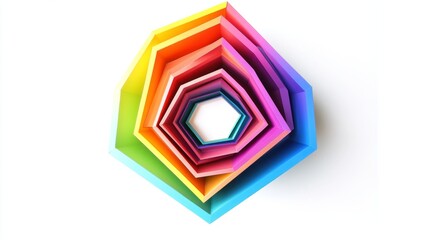 Wall Mural - Vibrant geometric layers create a dynamic visual effect. The color spectrum unfolds in a captivating hexagon shape. Experience creativity through design. Generative AI