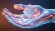 © MarinkaLev - A futuristic 3D rendered energy hand, swirling plasma like patterns, holding a floating fractal crystal, dynamic glowing sci fi background, ultra detailed
