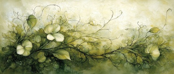 Wall Mural - a soft gradient of beige gradually transitions into a gentle light green canvas, creating an etherea