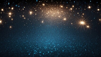 blue glowing particles on abstract dark blue background