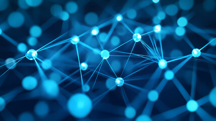 Blue Network with Dots and Lines