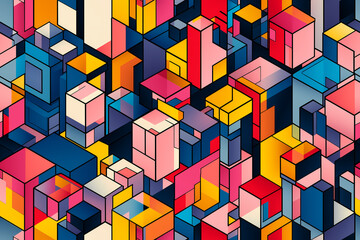 colorful abstract geometric illustration seamless pattern featuring vibrant three dimensional cubes 