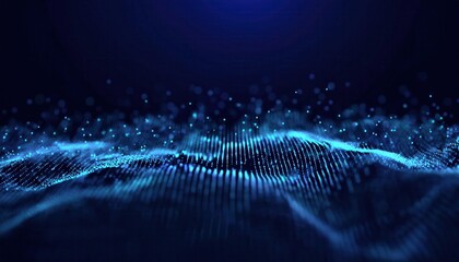 Leinwandbilder - dynamic digital wave of glowing blue particles in dark futuristic space, abstract technology background for ai, big data, and blockchain visualization

