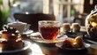 © Abdul - Indulging in afternoon tea with red tea and desserts.