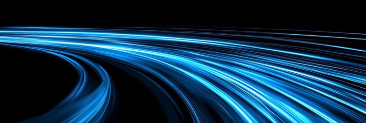 Canvas Print - abstract speed trails of blue light streaks on a dark background, motion blur effect illustration