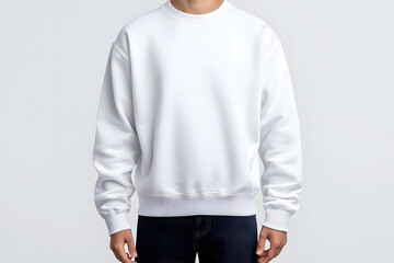 White male sweatshirt mockup isolated on a white background