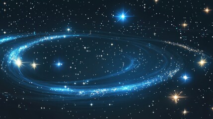 Wall Mural - Stunning Cosmic Background with Blue Light and Glittering Stars