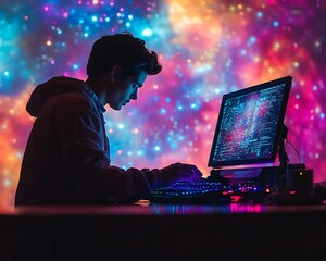 gamer coding nebula background
