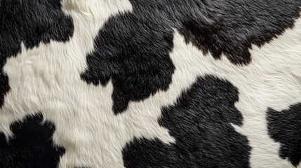 Cow print background with organic black and white patches on natural cowhide