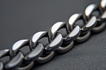 diagonal chain representing a blockchain concept in a gray closeup showcasing modern technology and 