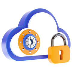 Fototapete - Digital cloud with a padlock symbolizing security and data protection.