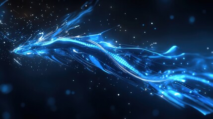 Wall Mural - abstract flowing blue light particle background for creative projects
