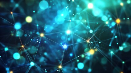 Wall Mural - abstract colorful bokeh background with connecting points and lines