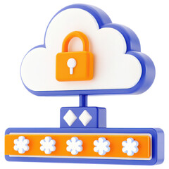 Leinwandbilder - Cloud storage with a padlock symbolizing security and data protection.