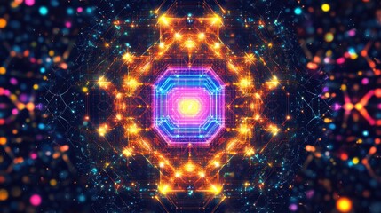 Wall Mural - vibrant abstract geometric pattern with radiant color effects