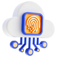 Aufkleber - 3D cloud icon featuring a fingerprint, symbolizing digital security and identity verification.