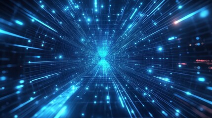 Wall Mural - futuristic abstract light tunnel with radiant blue effects