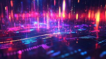 Wall Mural - vibrant abstract digital landscape with glowing light patterns