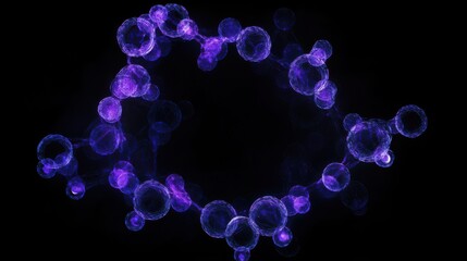 Wall Mural - Abstract Purple Bubbles on Black Background in Digital Art Style