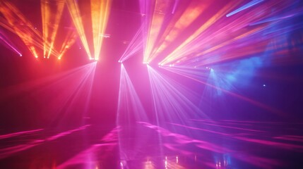 Wall Mural - vibrant light show with colorful laser beams in a dark space
