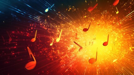 Wall Mural - vibrant musical notes with abstract colorful background effects