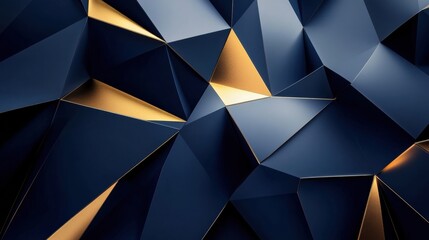 Wall Mural - Abstract Geometric Pattern with Dark Blue and Gold Facets