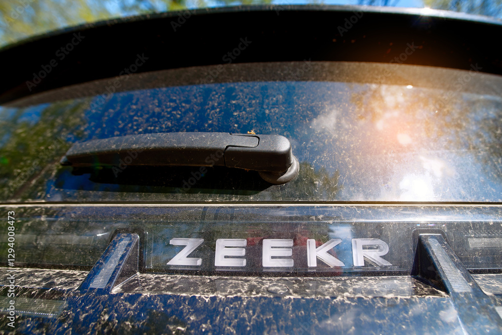 Minsk, Belarus. Apr 28, 2024. Zeekr X brand name closeup on the ...