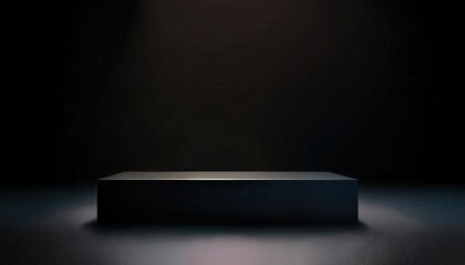 Poster - minimalist illuminated display platform for product presentation with dark background and subtle light accent