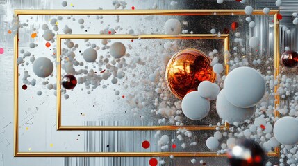 Wall Mural - Floating Spheres and Frames in an Abstract Art Composition