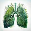 © Juliana - Anatomische Lunge mit Blättern – Natur trifft Medizin in Aquarell Symbol fürs Durchatmen