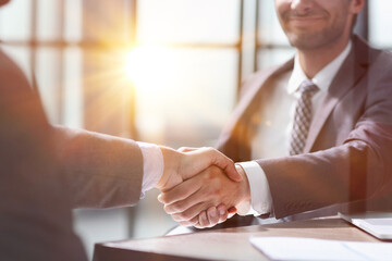 Wall Mural - Businessman handshake for teamwork of business merger and acquisition