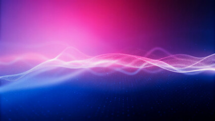 Wall Mural - abstract digital waves of pink and blue light