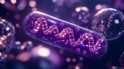 intricate molecular structure illuminated in vibrant colors showcasing dna within a microscopic envi