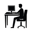 © creativemimi09 - Energetic office worker silhouette at desk with computer for efficiency
