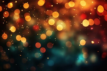 Canvas Print - ethereal symphony of golden bokeh lights and shimmering particles creating a magical and festive atm