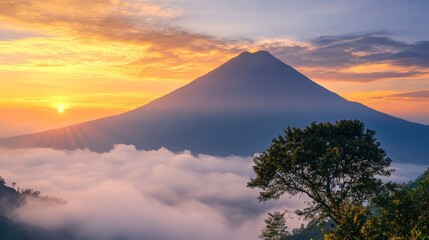 Wall Mural - Majestic Sunrise Over Volcanic Peak