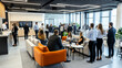 © Hanna - Office workers background. meeting and working in office. Colleagues communication. Business and work concept. meeting in office space. Team and teamwork. Leadership
