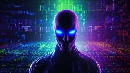 futuristic alien in digital world illustration