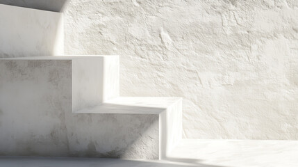 Leinwandbilder - White stone empty abstract background display design stage podium room with sunlight and shadows