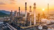 © NATTAWUT - Industrial plant with smokestacks under a vibrant sunset sky