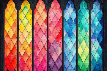 Wall Mural - many colored triangles as background, texture, pattern. , isolated on white background, , copy space
