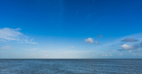 Wall Mural - sky, cloud sea background, summer banner horizon water sea morning blue sky, landscape nature clouds
