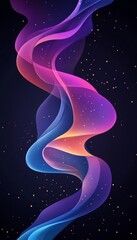 Wall Mural - fluid transparent waves in vibrant hues flowing gracefully on black background with vertical lines