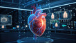 © Parita - Digital twin technology concept, digital heart model displayed futuristic lab environment, showcasing advanced technology and medical